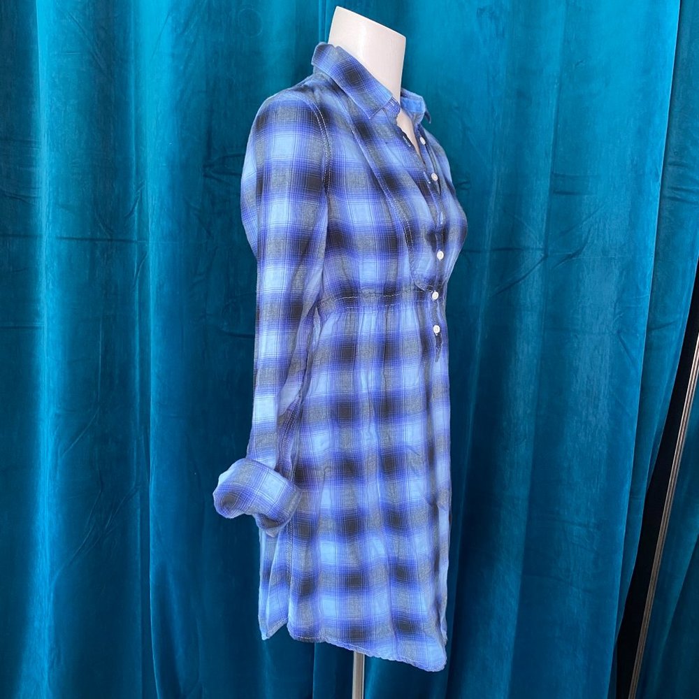 PINK by Victoria Secret Blue Plaid Popover Shirt Dress - Picture 5 of 11